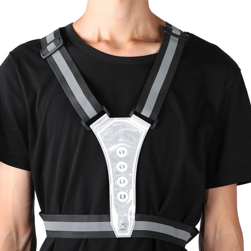 Elastic LED Adjustable Visibility Reflective Vest Gear Stripes for Outdoor