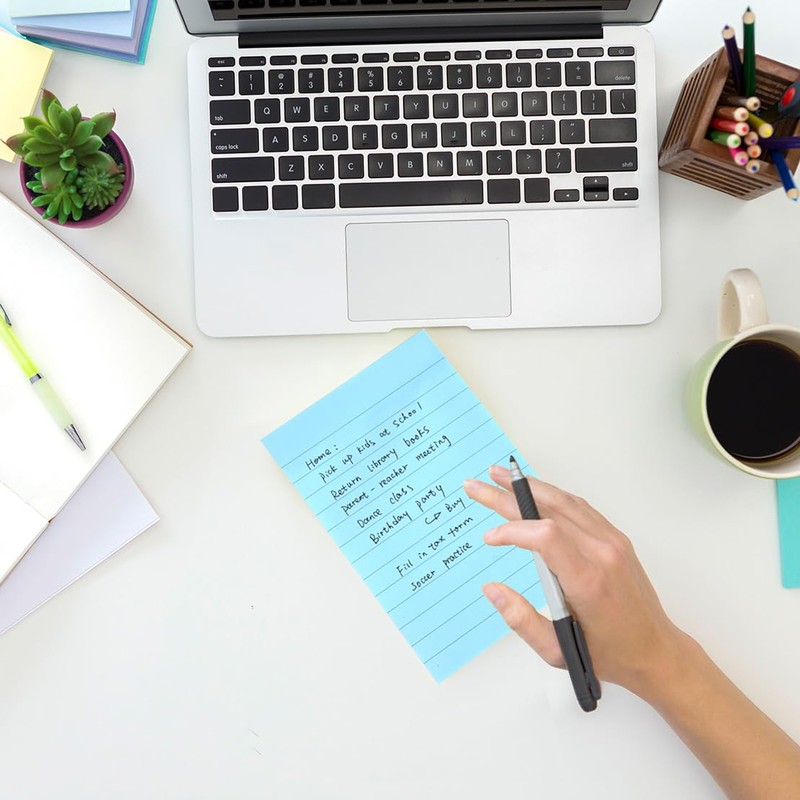 9 Pack Lined Sticky Notes 4"x6" Bright Colors Self-Stick Note