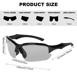 AMFUN Polarising Sports Sunglasses, Cycling Glasses, Sports Sunglasses, Photochromic Sunglasses, UV400 Protection, Cycling Glasses for Outdoor Activities, Such as Cycling, Running, Climbing, Driving