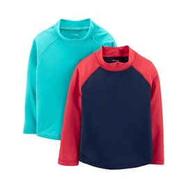 Simple Joys by Carter's Baby Boys' 2-Pack Assorted Rashguard Sets Rash Guard Shirt, Blue/Red, 3-6 Months (Pack of 2)