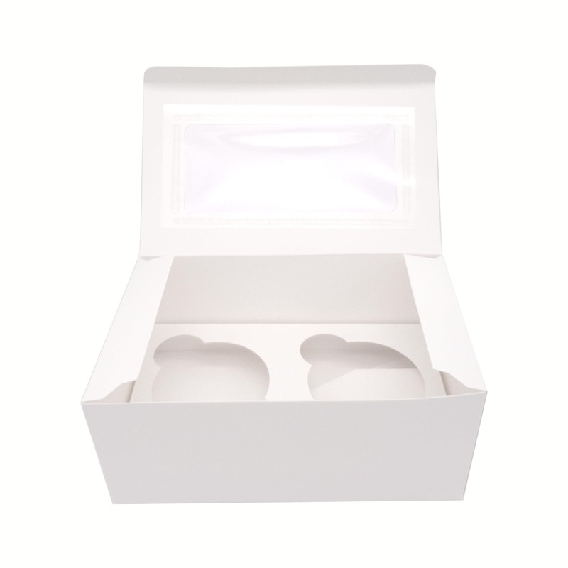 R&J 12 Pack - 2 Hole Cupcake Boxes, White Bakery