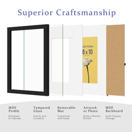 An&He 8 x 10 Picture Frame Set of 1, Black Photo Frame, Wooden Picture Frame with High Definition Glass for Wall & Tabletop Display