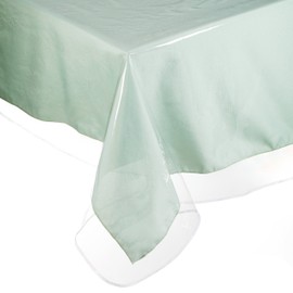 Yourtablecloth Clear Vinyl Tablecloth Heavy Duty 6 Mil Table Cloth (60” x 90” Oval) Tablecloth Easy to Clean and Highly Durable Comes in White Hemmed Border