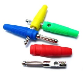 5피스 4mm 남성 32A 고전류 나사 솔더리스 스택형 바나나 플러그 커넥터 [05 5피스 color mixing] 5-Piece 4mm Male 32A High Current Screwless Stacked Banana Plug Connector [05 5-Piece Color Mixing]