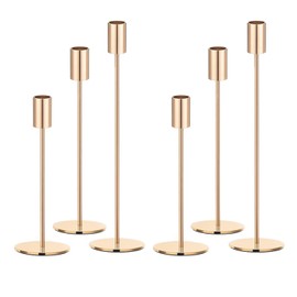 AUMAYCO Set of 6 Gold Taper Candle Holders, Metal Gold Candlestick Holders, Tall Candle Holder, Fits 3/4 inch Thick Candle&Led Candles, for Table Centerpiece, Wedding, Dinning, Party Home Decor