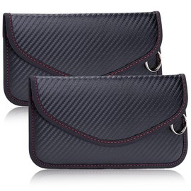 Faraday Pouch for Car Keys, 2 Pack Large Car Key Signal Blocker, Car Keys Safe Protector Car Key Signal Blocker Pouch Faraday Bag for Keyless Cars(Black)