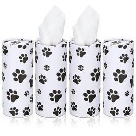 Geyoga 4 Pack Car Tissues Round Tube Tissues Box with Facial Tissue Bulk Car Tissue Holder Car Tissue Travel Cylinder Holder for Car Cup Holder Christmas Home Bathroom Office (Paw Print)