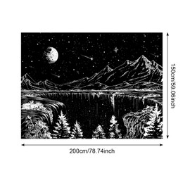 Lunaanda Black and White Tapestry, Starry Night Tapestry, Moon and Star Wall Hanging Tapestry, Art Black White Wall Hanging, Starry Night, for Bedroom, Living Room, Dorm, 150 x 200 cm