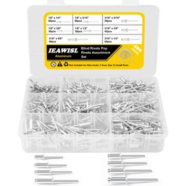Pop Blind Rivets, 400PCS Aluminum Pop Rivets Assortment Kit, 8 Sizes Rivets (3mm/5mm), Silver Rivets Assorted with Reinforced Divider & Labeled Case for Furniture, Car, Ships