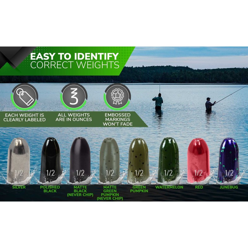 Reaction Tackle Worm/Bullet Weights/Bulk Tungsten Sinker in Various Sizes and