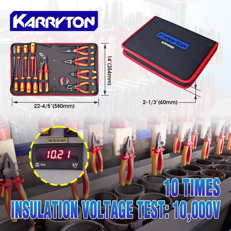 KARRYTON 14PC 1000V Insulated Electrician Tool Set,VDE Certified Electrical Tools