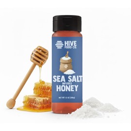 HIVE Food Co. Infused Honey – 100% Pure American Raw & Unfiltered with Gourmet Natural Flavors – Small Batch Artisan Honey in 12oz Squeeze Bottle (12 oz, Sea Salt)