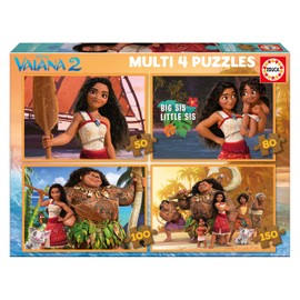 Educa Moana Set of 4 Progressive Children's Puzzles with 50 to 150 Pieces with Pictures of Moana 2. Dimensions: 34 x 24 cm. Recommended from 3 4 5 years (20104), Varié
