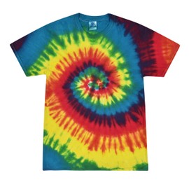 Colortone 100% Cotton Reactive Tie Dye T-Shirt for Women and Men, Large, Reactive Rainbow