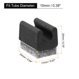 sourcing map 20 Pcs Chair Legs Tips Caps with Felt Pads, U Shaped Chair Tube Floor Protectors, Furniture Protector Feet Glides, Fitting 10mm Metal Tube Legs, Black, Gray Pad