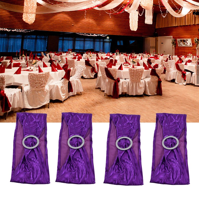 10Pcs Chair Cover Bands Elastic Stretch Sashes Bows for Wedding