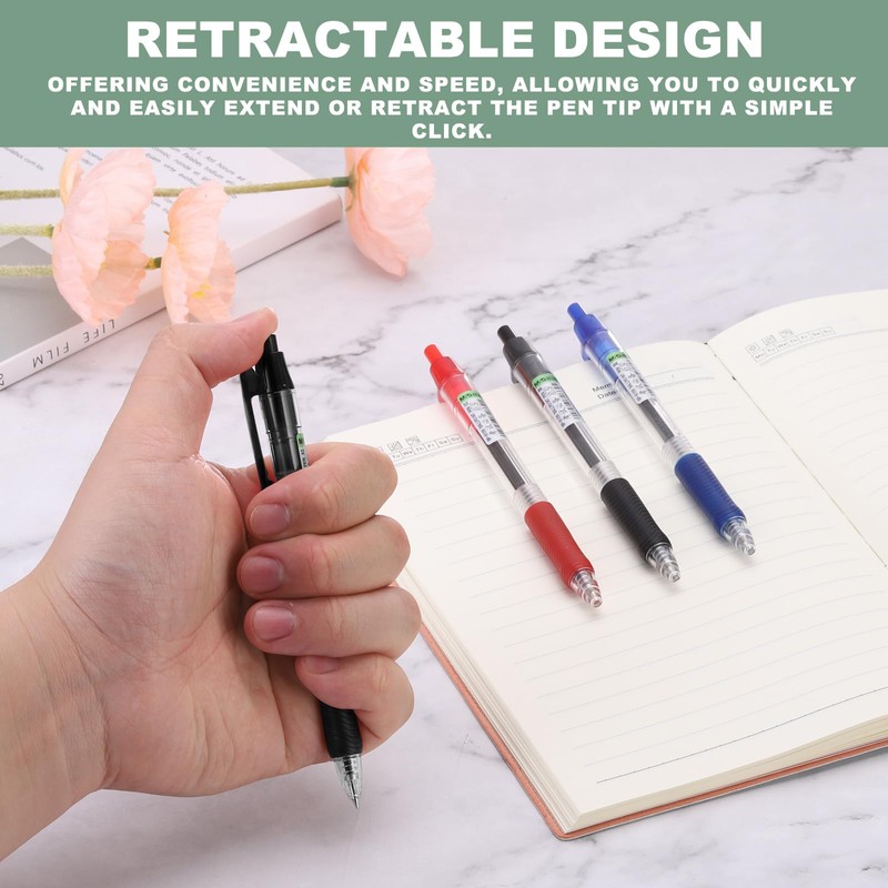 M&G Ballpoint Pen 0.5mm, 12pcs Retractable Fine Point Black Ink