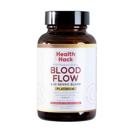 Health Hack Blood Flow Platinum  Suplemento para Apoyar la Buena Circulacin y Deseo  Remolacha, L-Arginina, Ajo, Glicinato de Magnesio, CoQ10,...     