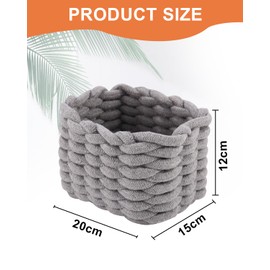 Set of 2 Storage Baskets, Braided Cotton Knitting Basket, Grey Basket, Cotton Rope Braided Basket, Storage Basket, for Children's Room, Cupboards, Bathroom, Kitchen