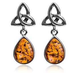 Ian and Valeri Co. Amber Sterling Silver Celtic Pear Stud Earrings