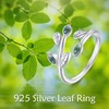 Leaf Ring Sterling Silver Moss Agate Leaf Adjustable Open Rings