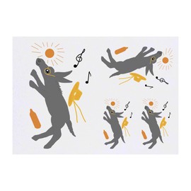 4 x 'Crazy Dancing Musical Donkey' Temporary Tattoos - Water Resistant, Skin-Safe, Non-Toxic Transfers, Mixed Sizes (TO00068484)
