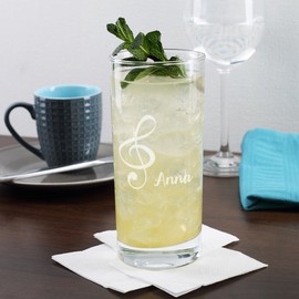 Herz & Heim® Musicians Drinking Glass with Name and Treble Clef Engraving