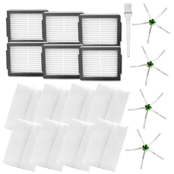6 HEPA Filters, 4 Pentagon Side Brushes, 8 Pack Vacuum