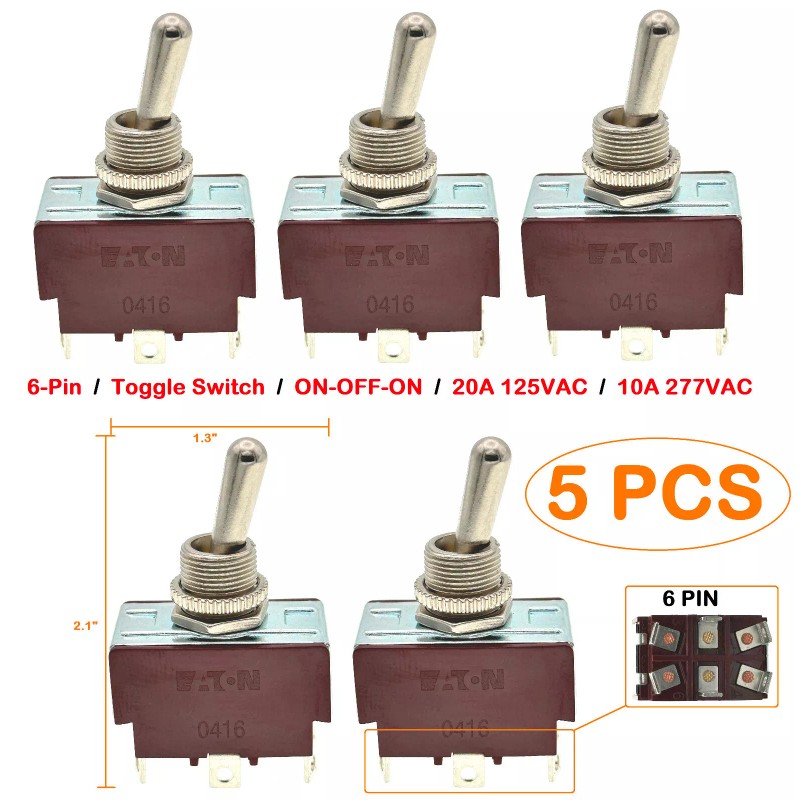 Eaton 5 PCS Eaton Heavy Duty DPDT ON/OFF/ON Toggle Switch