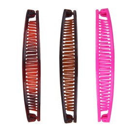 New 1st Choice 3 Pieces Clincher Banana Clip Grip Ponytail Accessory for Long Hair - Fishtail Shape Comb, Clamp for Women and Girls