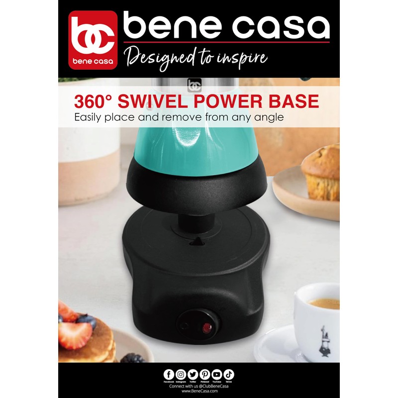 Bene Casa Teal Portable Electric Espresso Maker/Cafetera, 1-3 Cups/Shots (1,