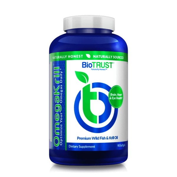 BioTrust OmegaKrill EPA & DHA Omega 3 Supplement, Fish and Krill Oil to Provide Support for Joint, Heart, Brain, Eye and Skin (30 Servings)