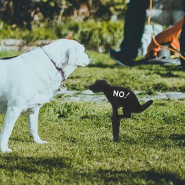 Mikikit Cast Iron Yard Sign: No Pooping Yard Sign Stake - No Pooping Dog Stake for Outdoor Lawn and Garden, Keep Your Dog Off Grass