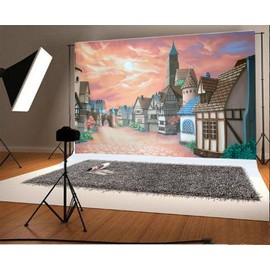Yeele 10x8ft Cartoon Town Backdrop for Photography Night Moonlight Background Kids Children Photo Booth Shoot Vinyl Studio Props