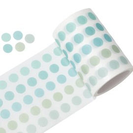 YUBBAEX Morandi 5/16" Dot Washi Tape Round Stickers 1250 Dots Stickers for Bullet Journal Planner Scrapbooking 2 3/8" x 10‘ (Cool Mint)