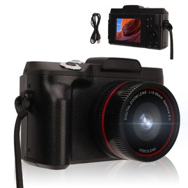 1080P Digital Camera for Photography Autofocus 16X Digital Zoom, 16MP Vlogging Camera with 180° Flip Screen Compact Camera, Support 32G SD Card
