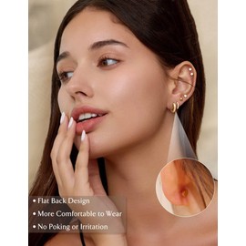 MILACOLATO Hypoallergenic Surgical Steel Earrings Stainless Steel Flat Back Stud Hoop Earrings for Women Men Small Opal Ball CZ Cartilage Earring Silver Gold jewelry Set Gold