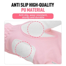 Pair Leather Women's Golf Gloves Both Hand or 2 Pack Left Right Hand, Ladies Sports Gloves, Non-Slip Wear-Resistant Gloves, Breathable, Soft, Enhanced Grip and Comfort (Pink White, 21-XL)