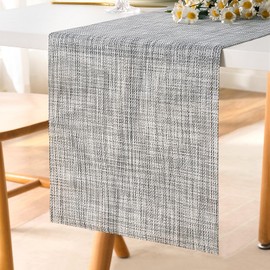 LRartdeco Modern Table Runner Grey White Table Runner Washable Heat-Insulated PVC Table Runner Table Decoration for Garden Party Low Table 30 x 135 cm