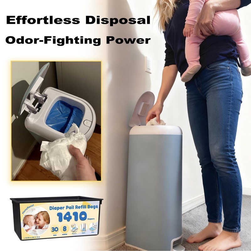 Diaper Pail Refills Bags Compatible with Genie Easy Roll Signature