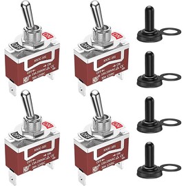 Waterproof Toggle Switch 12V Marine Boat Automotive Car SPST 2 Pin ON Off Toggle Switch with Boot Cover 30A 12 Volt 120V Heavy Duty -4pcs