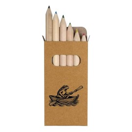 Azeeda 6 x 'Frog In A Rowing Boat' Short 85mm Pencils/Coloured Pencil Set (PE00067288)