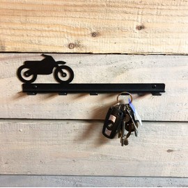 JBI Indoor Outdoors Motorbike Key Hook Wall Mount Rack Hanger - Decorative Hanging Organizer with 5 Hooks Motorbike Pattern for Motorcycle, Motorcross, Scooter (310x70mm)