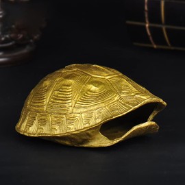 Ipetboom 1 Set Chinese Feng Shui Coins Divination Turtle Shell Good Luck Fortune Coin Copper Crafts Turtle Statue I- Ching Coins for Health Wealth Home Ornament Golden