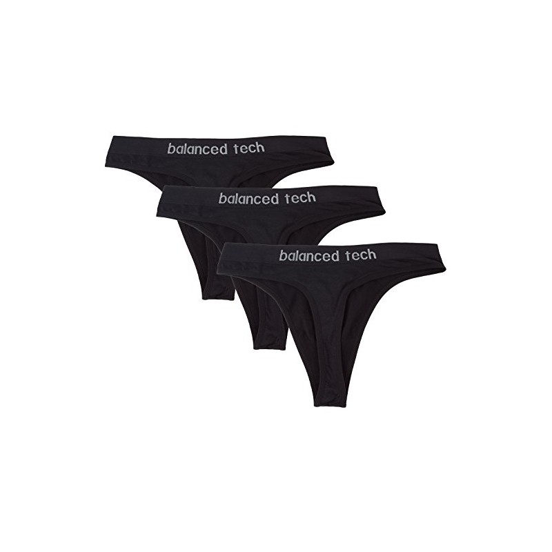 Balanced Tech Women's Seamless Thong Panties 3-Pack - Black -