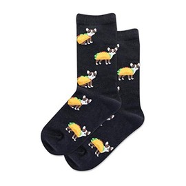 Hotsox Kid's Taco Terrier Crew Socks 1 Pair, Black, Kid's Medium/Large