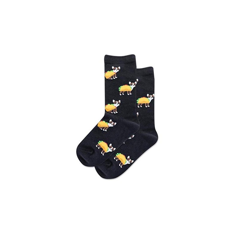 Hotsox Kid's Taco Terrier Crew Socks 1 Pair, Black, Kid's