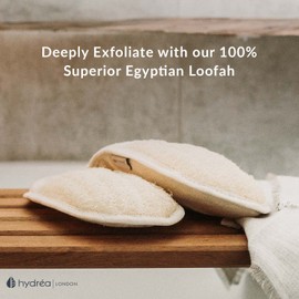 Hydrea London Exfoliating Glove - Organic Egyptian Shower Loofah & Dual-Sided Face Mitt Exfoliator - Body Scrubber for Men & Women, Dead Skin Cell Remover, & Bath Scrub for Deep Exfoliation & Detox