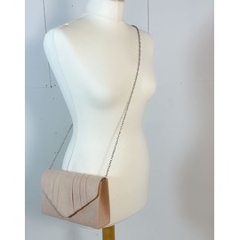 LeahWard Women's Suede Clutch Handbags Purse Wedding Bags 308 (Nude)