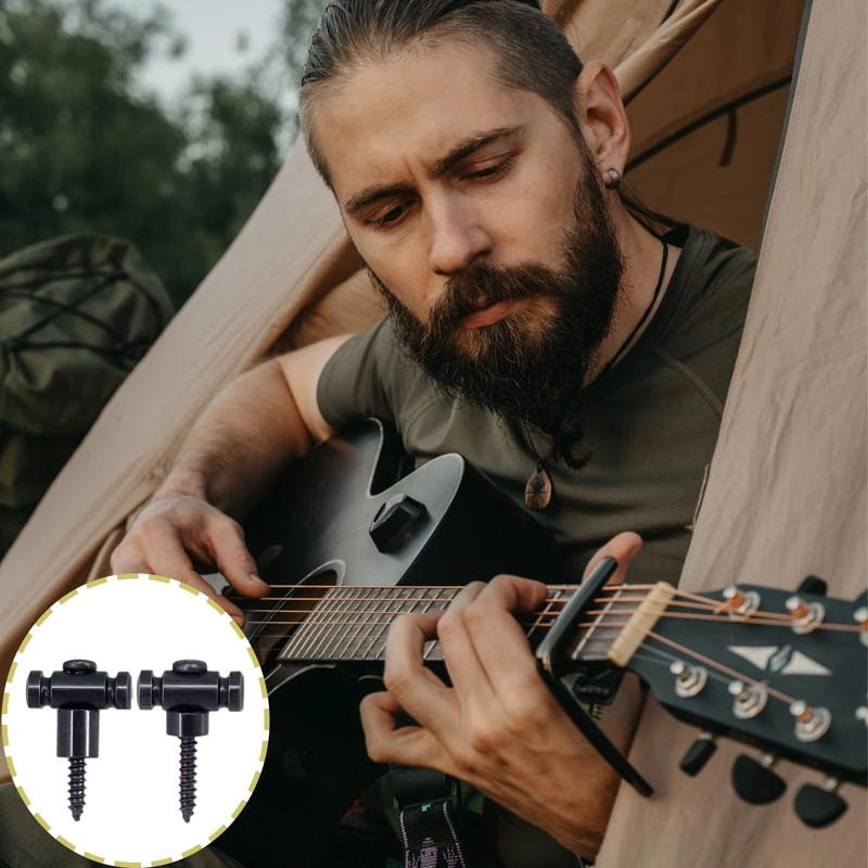 4 Pieces Guitar Roller String Retainer, Black and Silver Metal